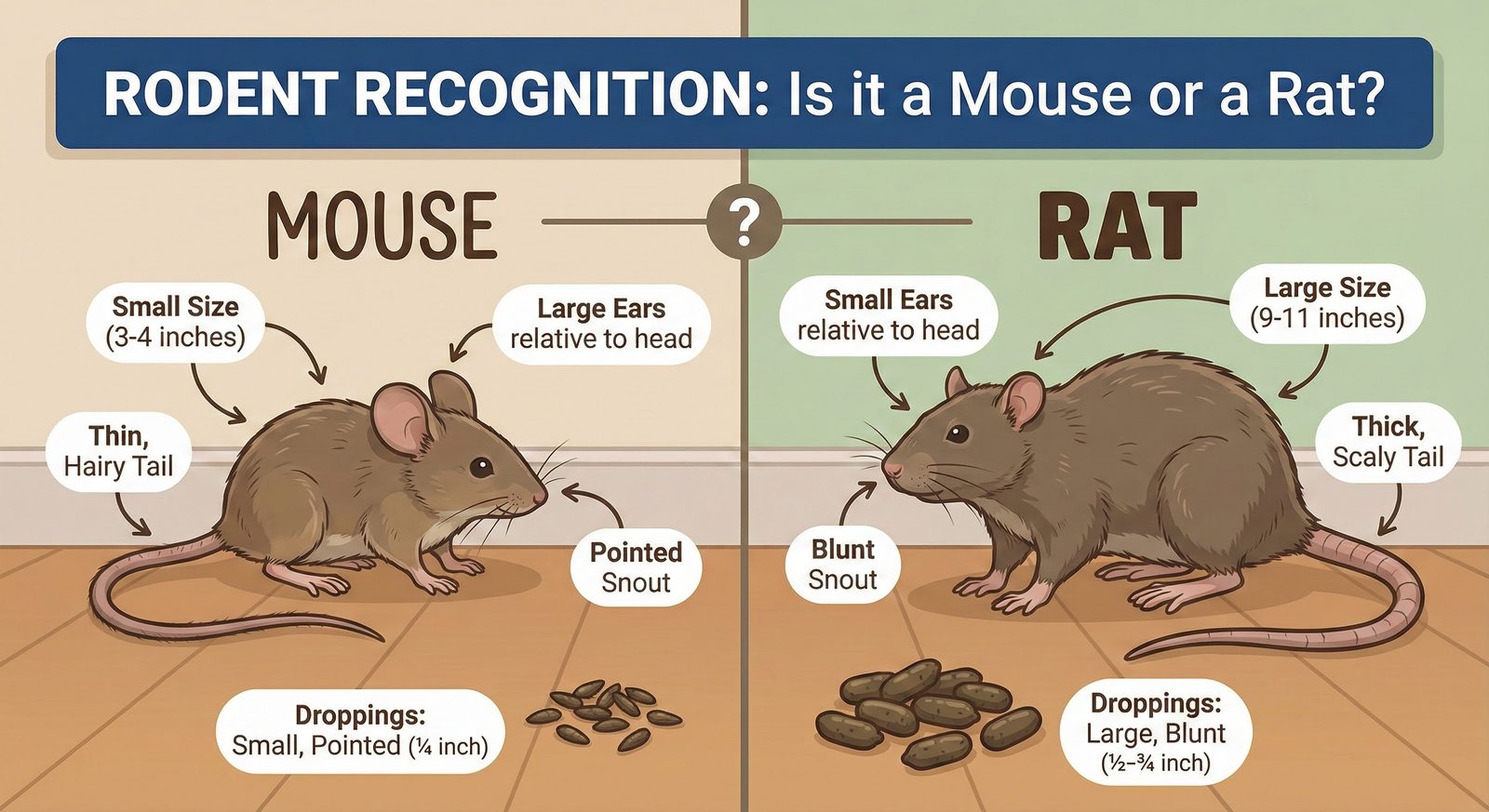 The differences between mice and rats
